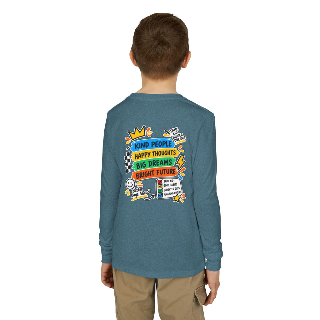 Good Vibes Always Youth Long Sleeve Tee — Positive Message Kids Shirt