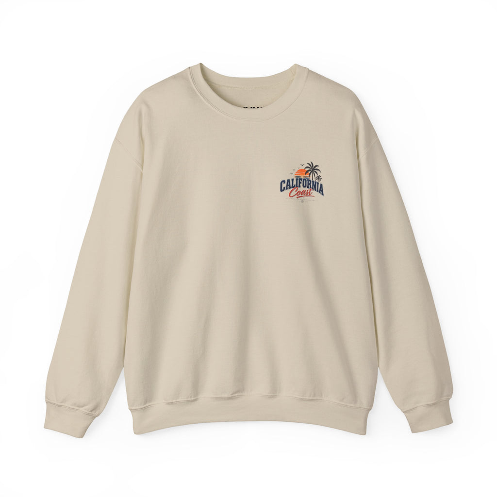 California Coast Crewneck Sweatshirt — Retro Palm Tree Graphic