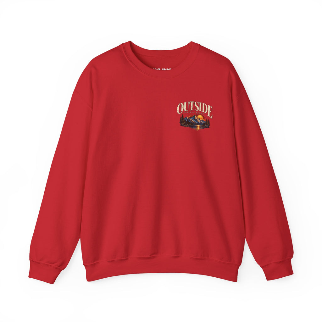 Outside Scenic Crewneck — Mountain Sunset Nature Graphic