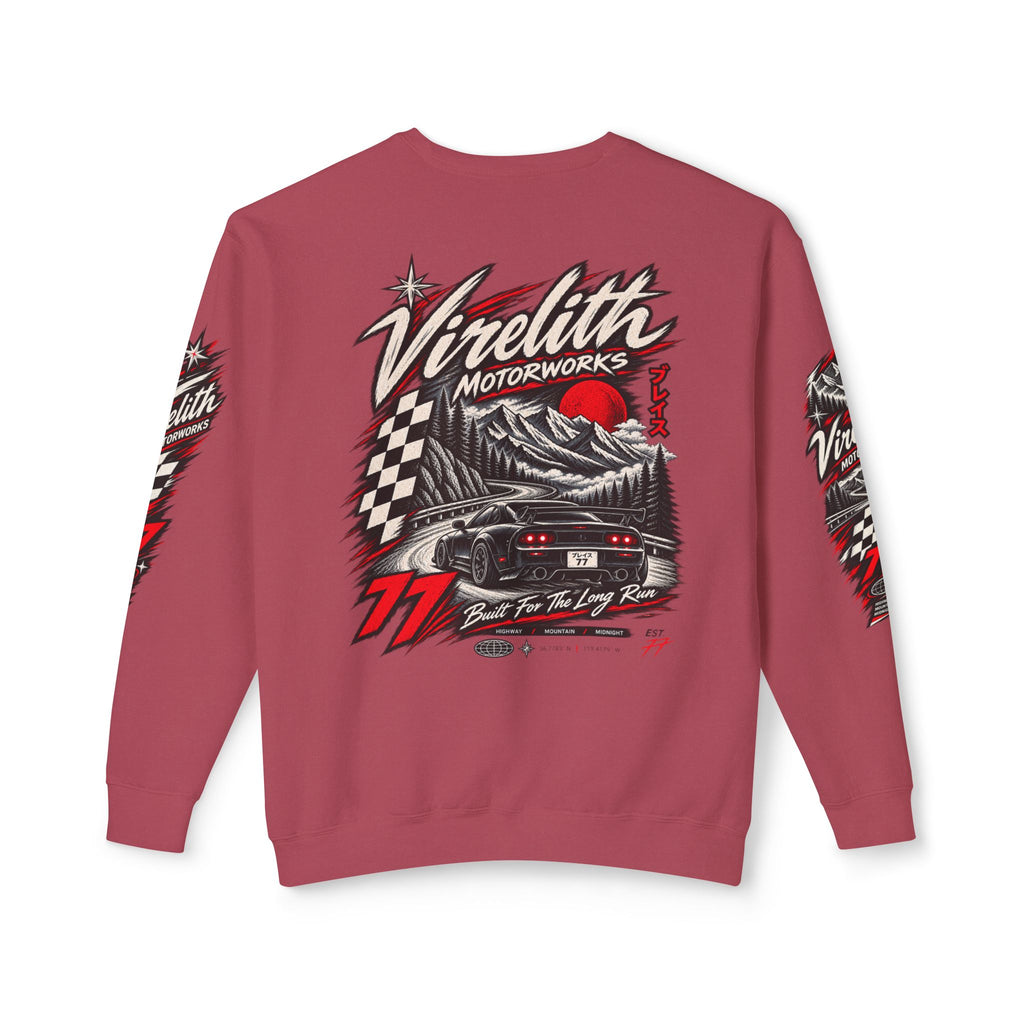 Motorworks Racing Crewneck Sweatshirt | Vintage Sleeve Graphic
