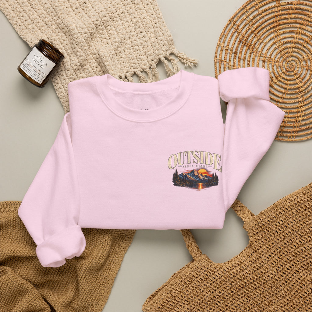 Outside Scenic Crewneck — Mountain Sunset Nature Graphic
