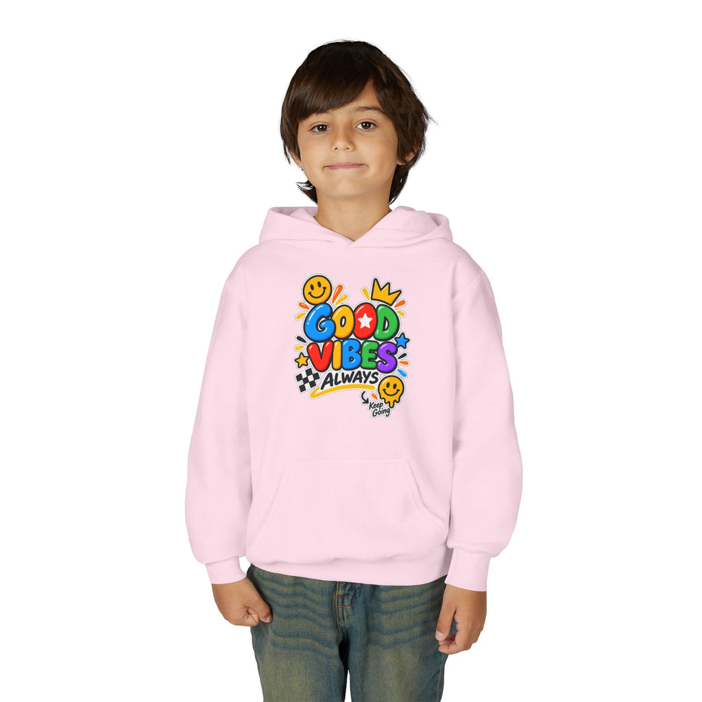 Youth Hoodie - "Good Vibes Always" Colorful Positive Graphic