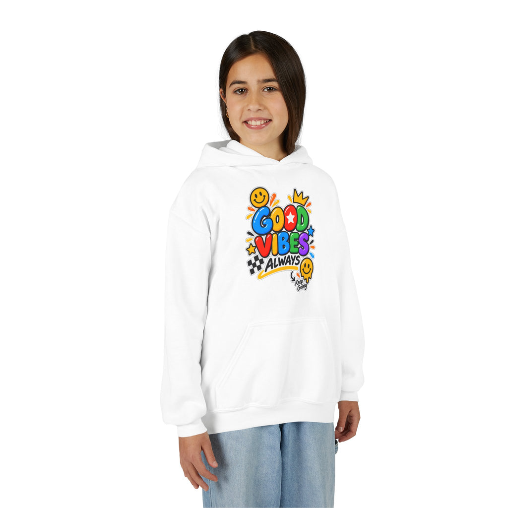 Youth Hoodie - "Good Vibes Always" Colorful Positive Graphic