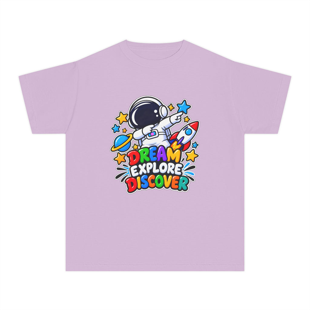 Youth Space Adventure Tee – “Dream Explore Discover / Small Steps Big Future”