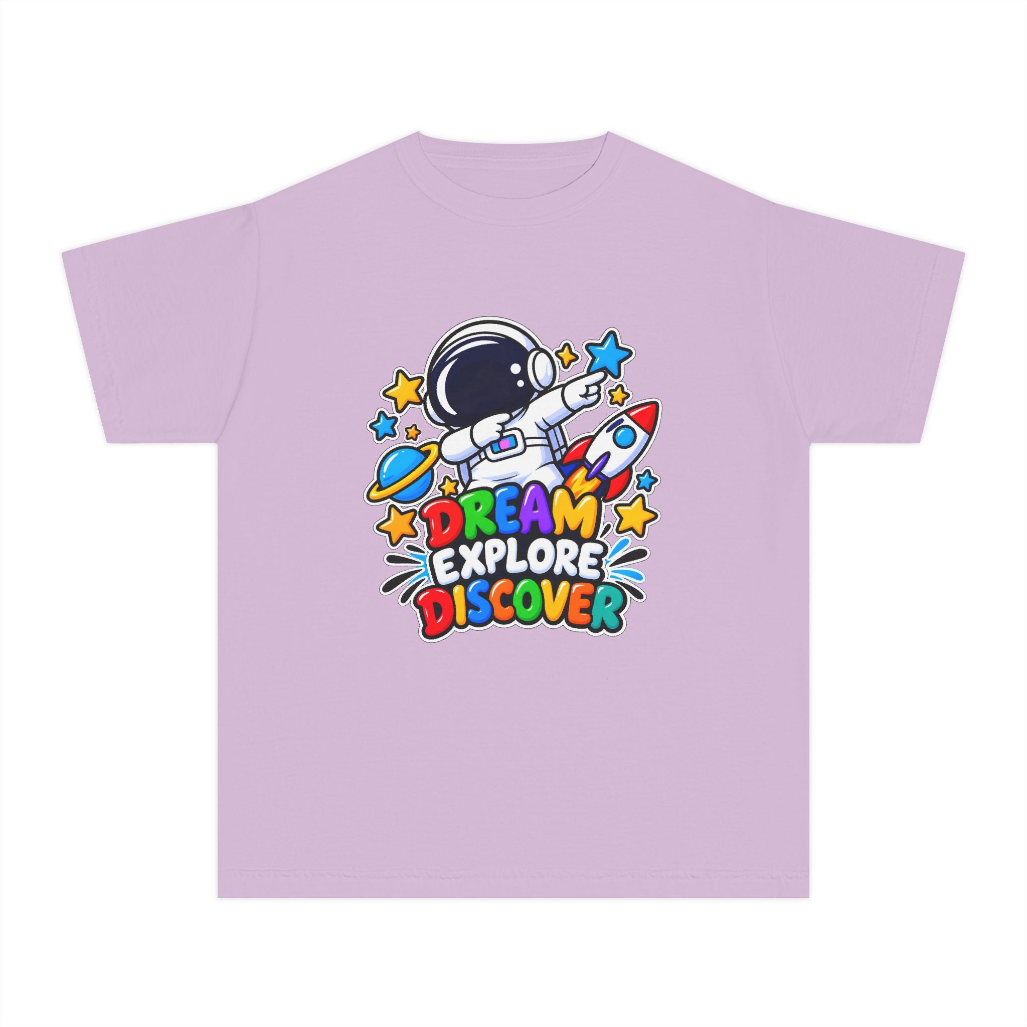 Youth Space Adventure Tee – “Dream Explore Discover / Small Steps Big Future”