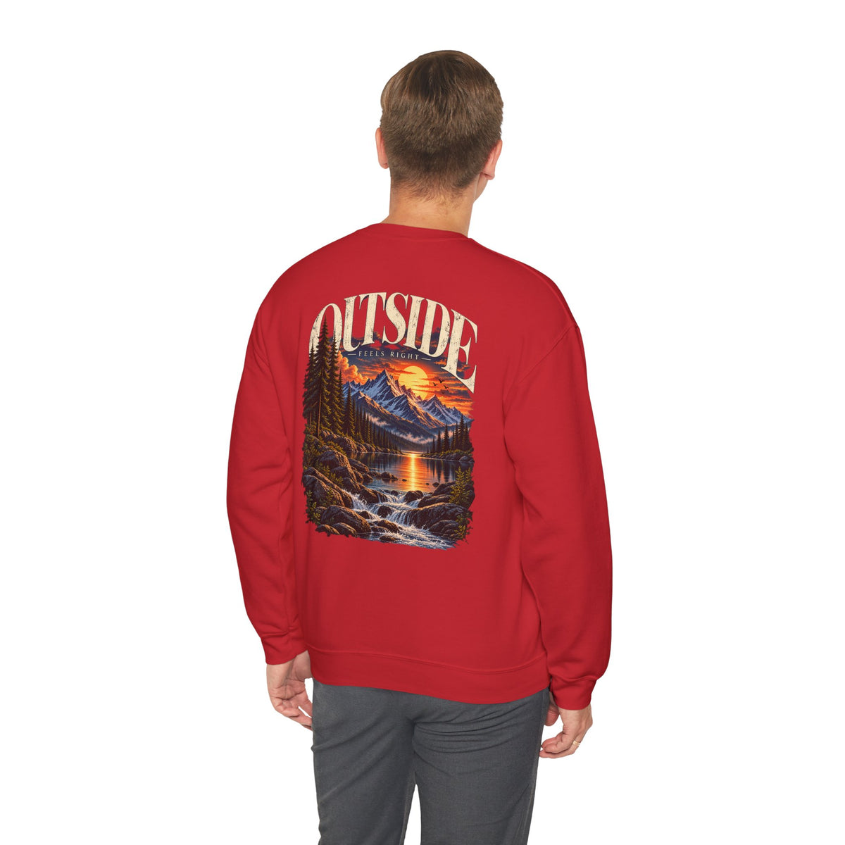 Outside Scenic Crewneck — Mountain Sunset Nature Graphic