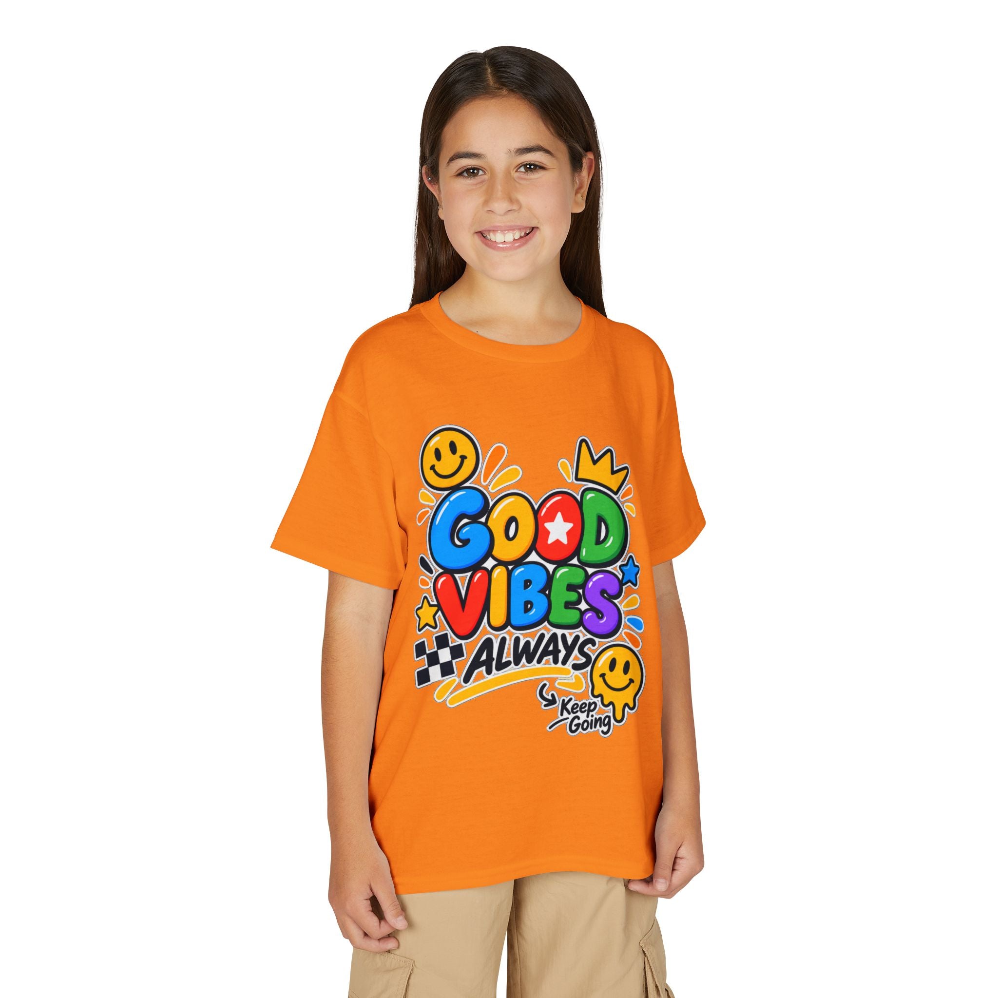 Youth T-Shirt — "Good Vibes Always" Colorful Positive Message Tee