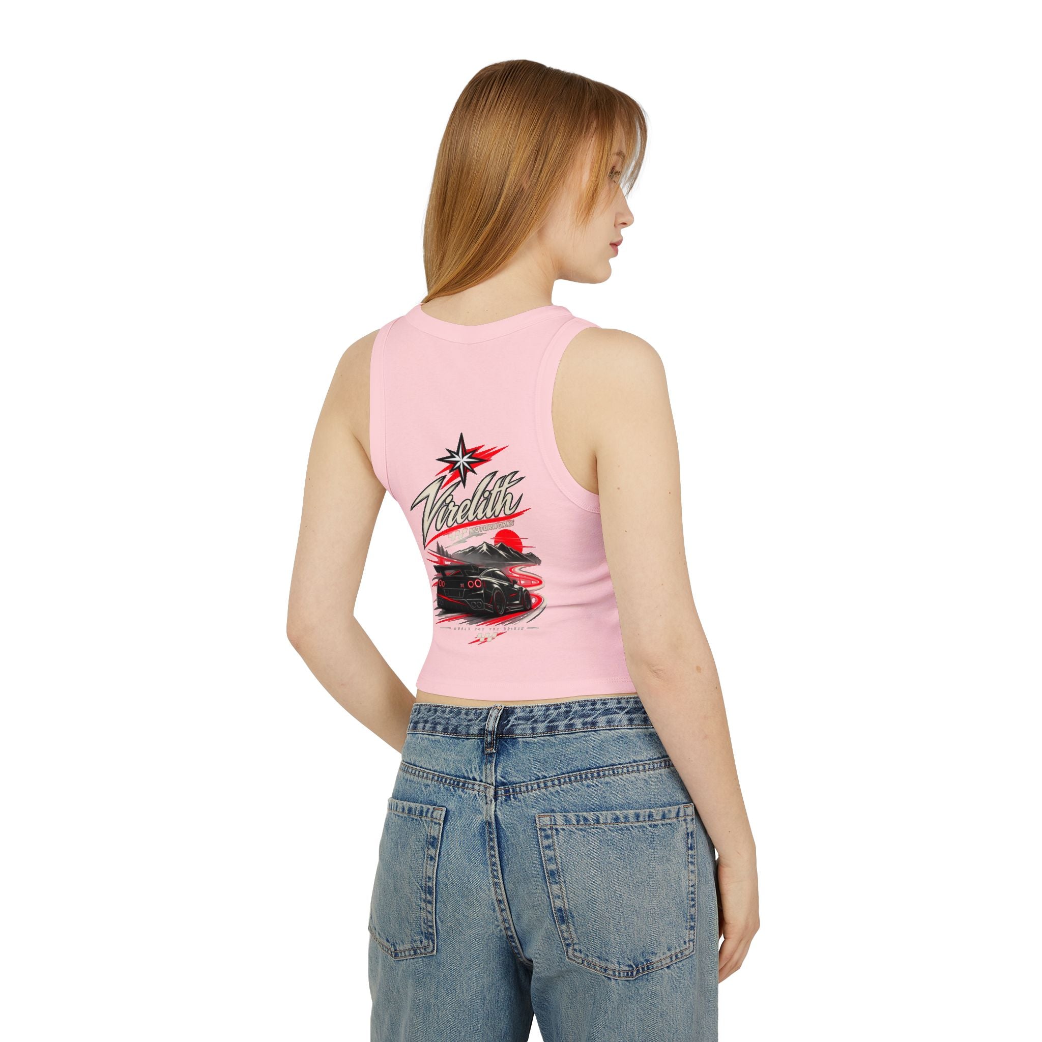 Racer Tank Top — Vintage Speed Virelith Graphic (Front Logo & Back Racing Car)