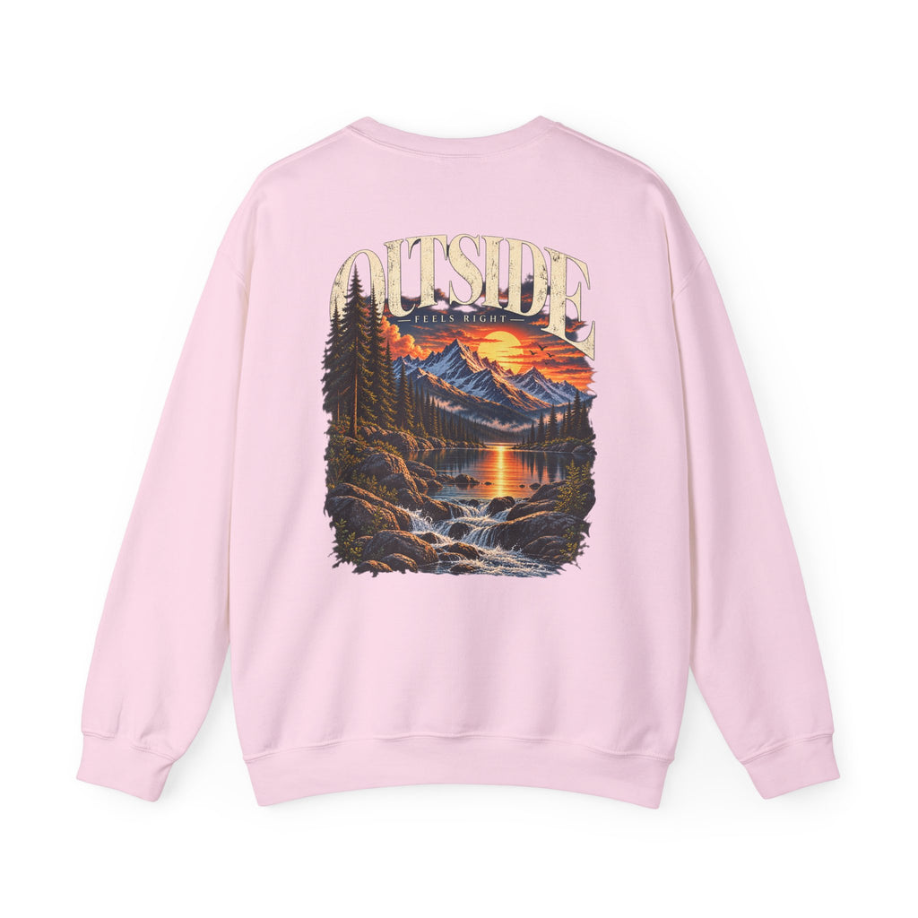 Outside Scenic Crewneck — Mountain Sunset Nature Graphic