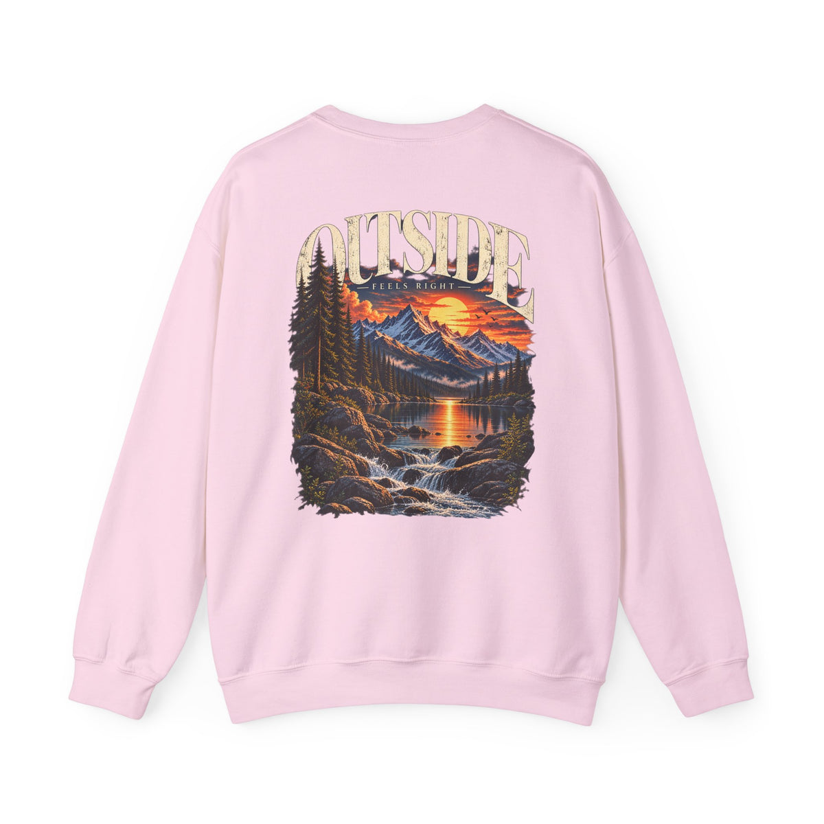 Outside Scenic Crewneck — Mountain Sunset Nature Graphic