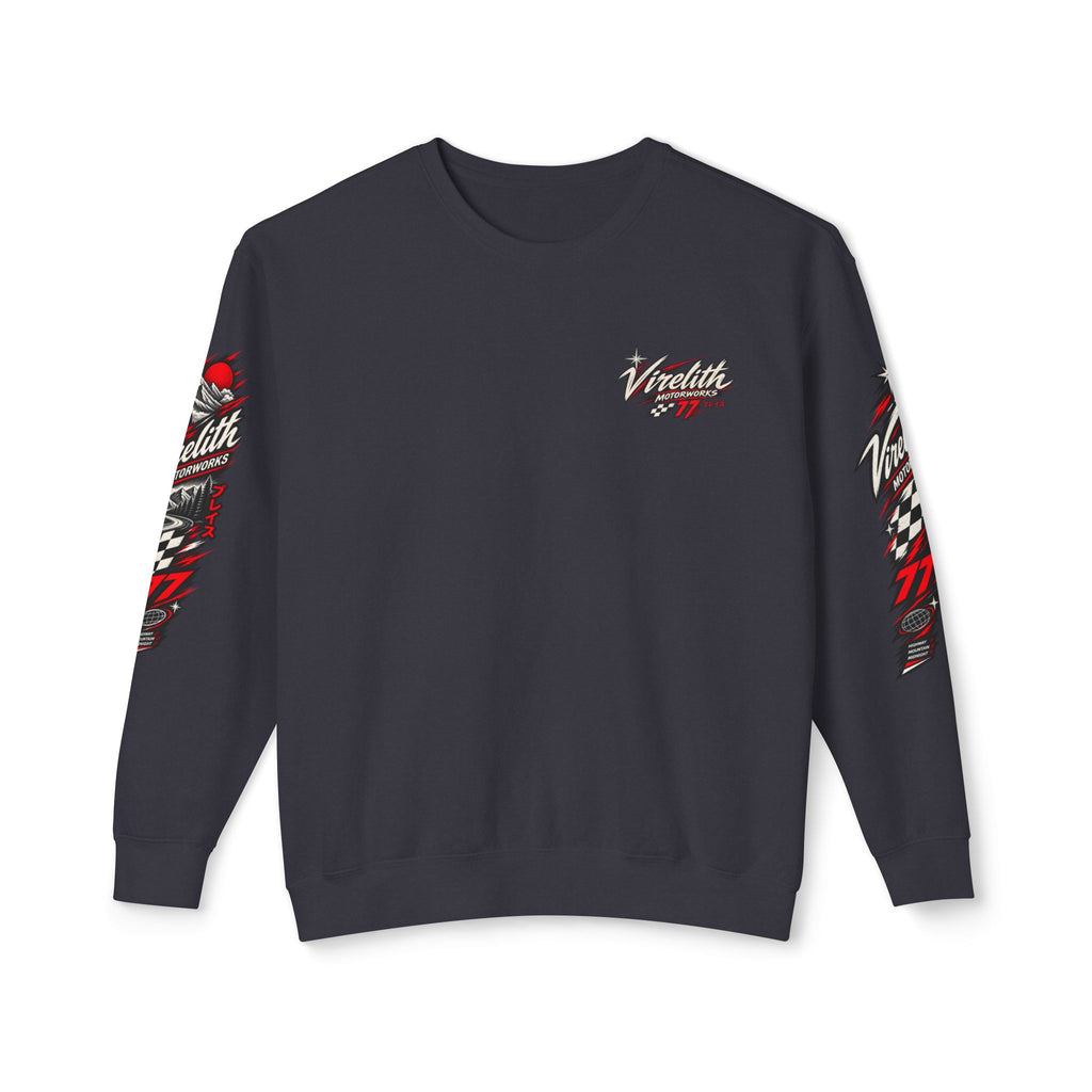 Motorworks Racing Crewneck Sweatshirt | Vintage Sleeve Graphic