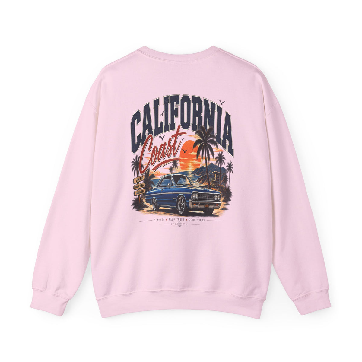 California Coast Crewneck Sweatshirt — Retro Palm Tree Graphic