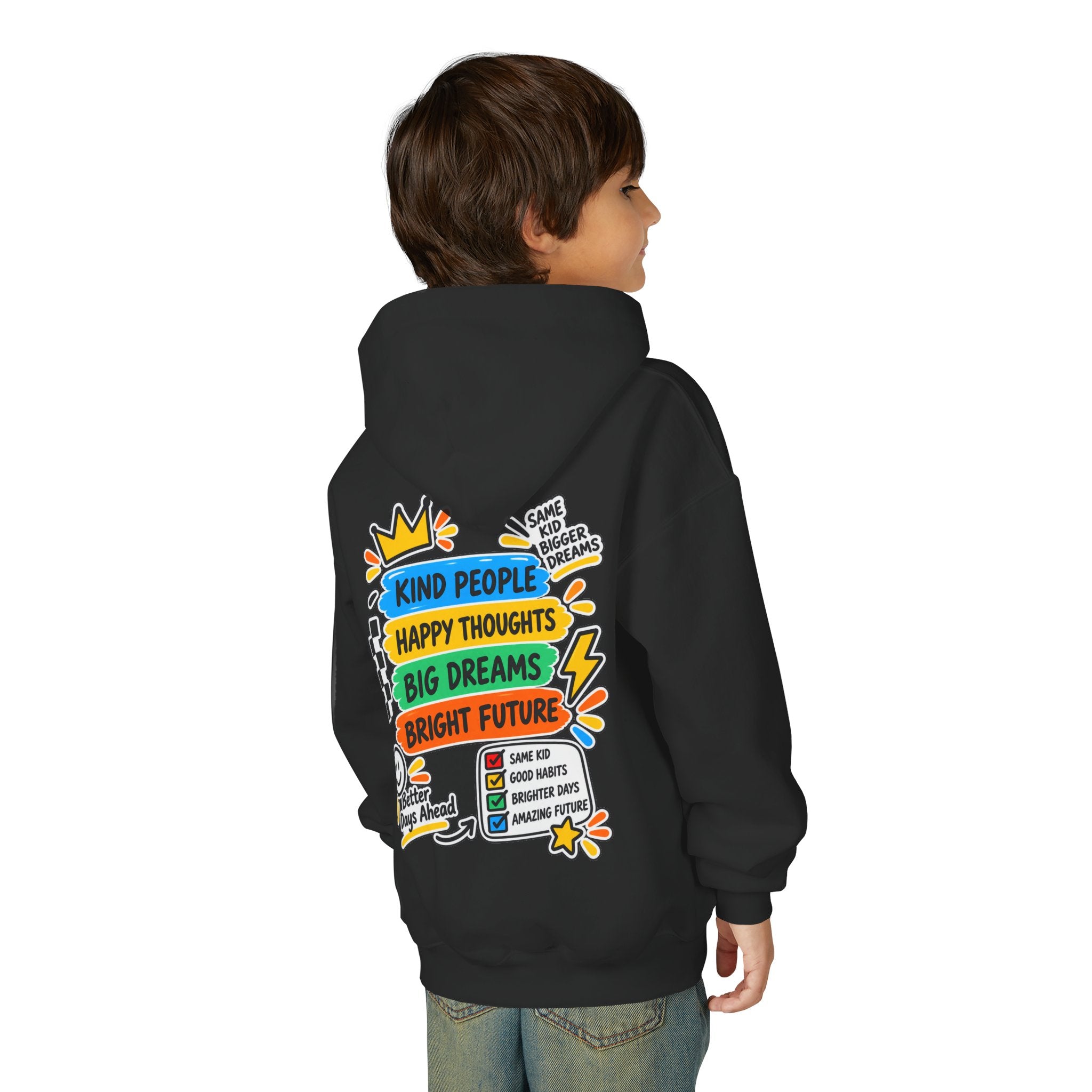 Youth Hoodie - "Good Vibes Always" Colorful Positive Graphic