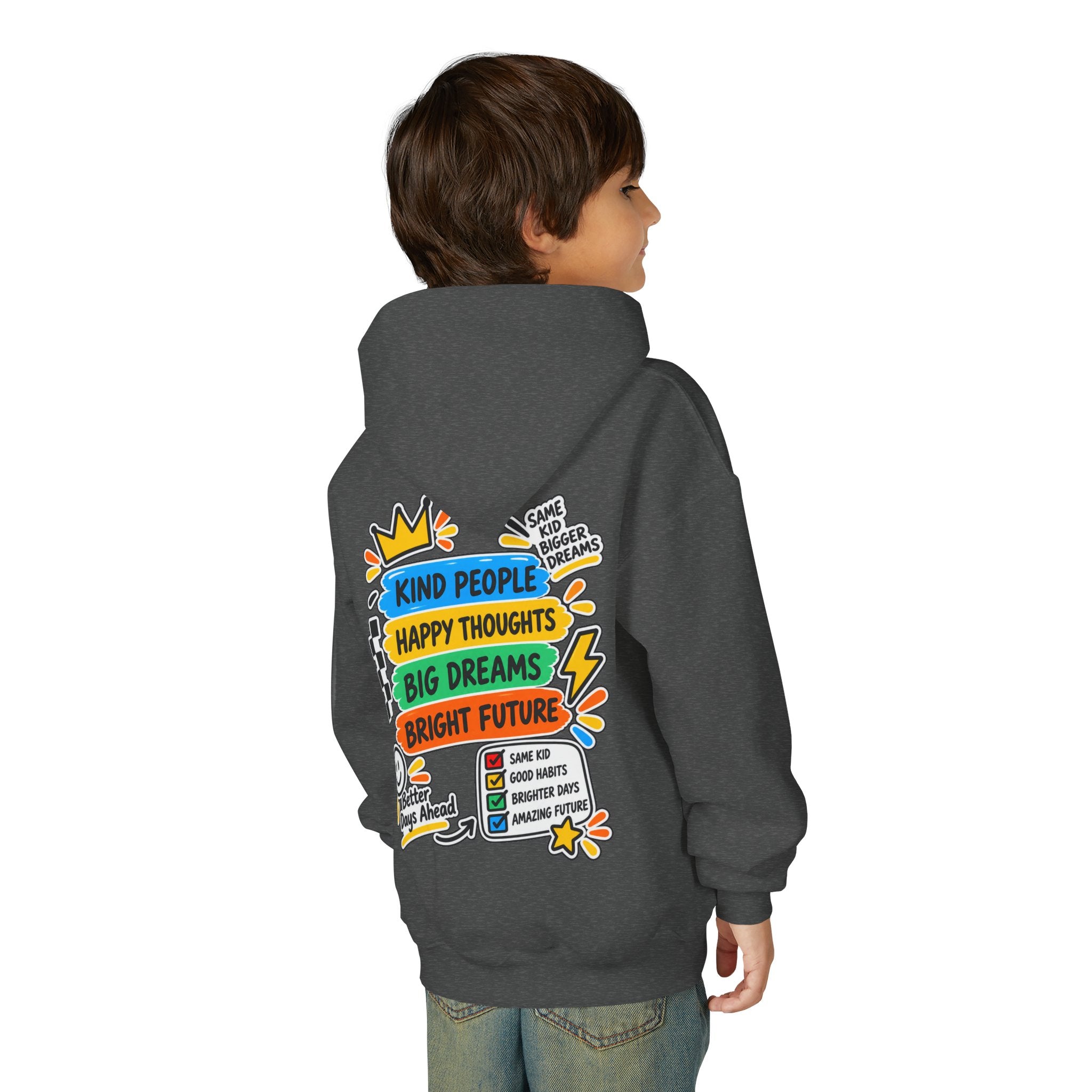 Youth Hoodie - "Good Vibes Always" Colorful Positive Graphic
