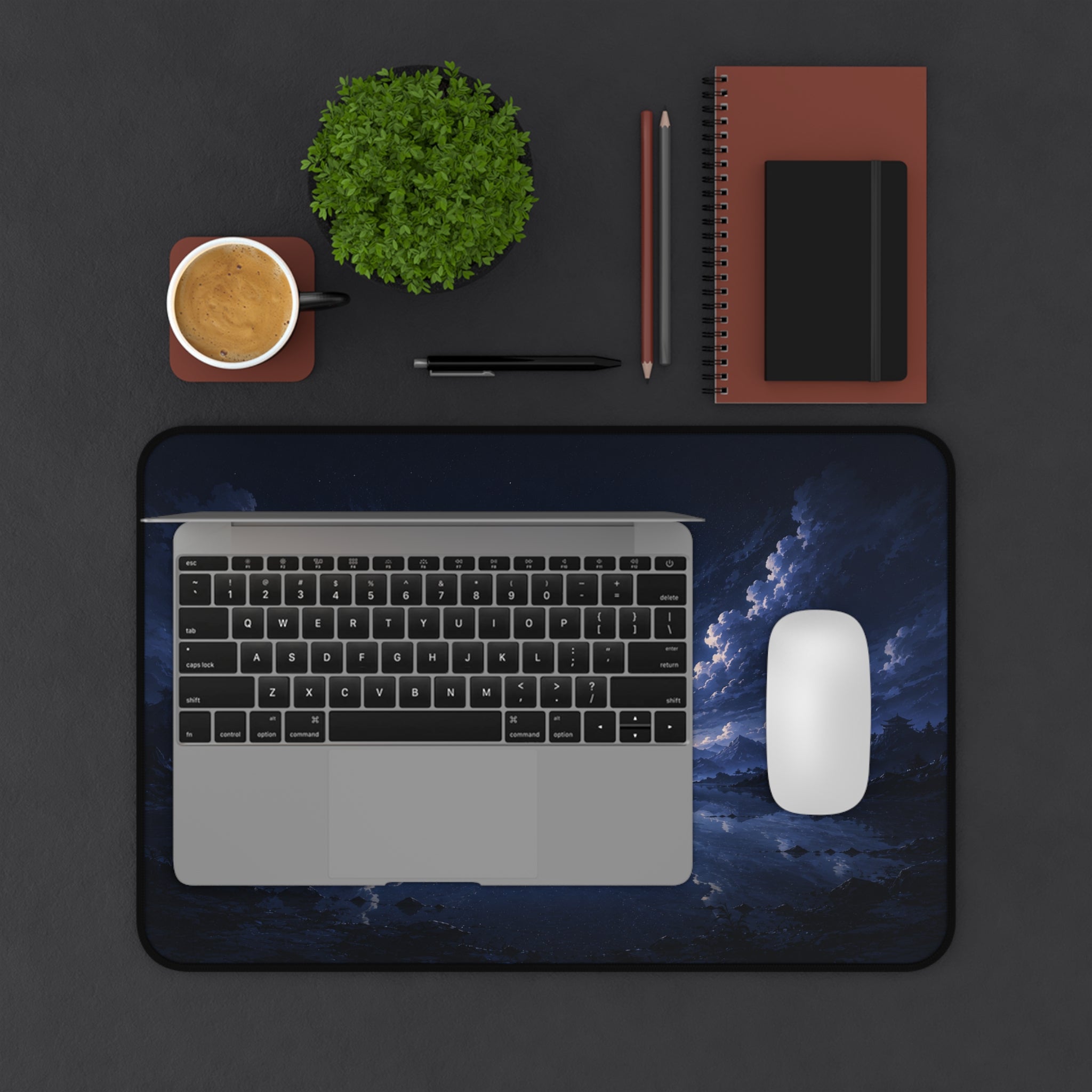 Mystic Moonlit Horizon Desk Mat — Night Sky Gaming & Office Mouse Pad