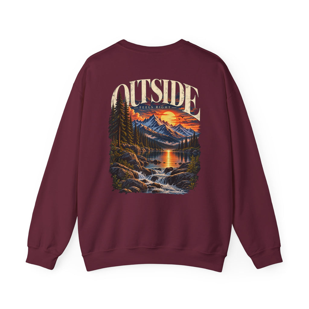 Outside Scenic Crewneck — Mountain Sunset Nature Graphic