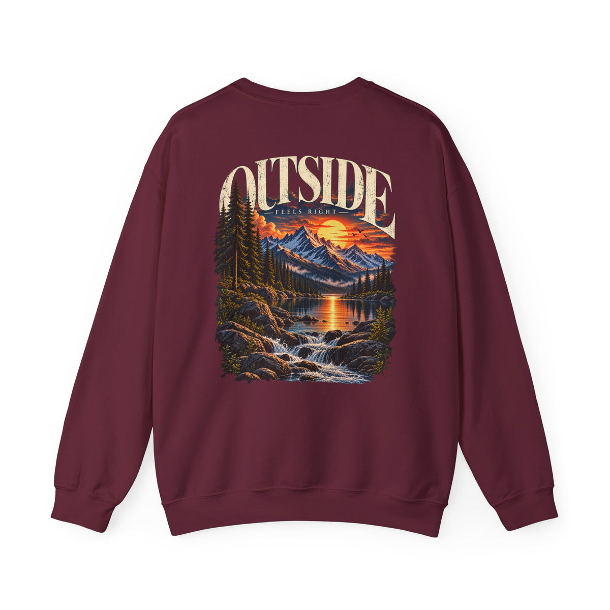 Outside Scenic Crewneck — Mountain Sunset Nature Graphic