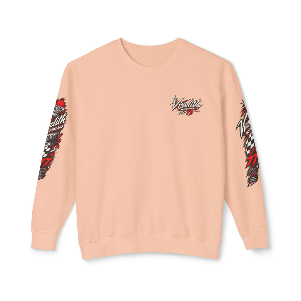 Motorworks Racing Crewneck Sweatshirt | Vintage Sleeve Graphic
