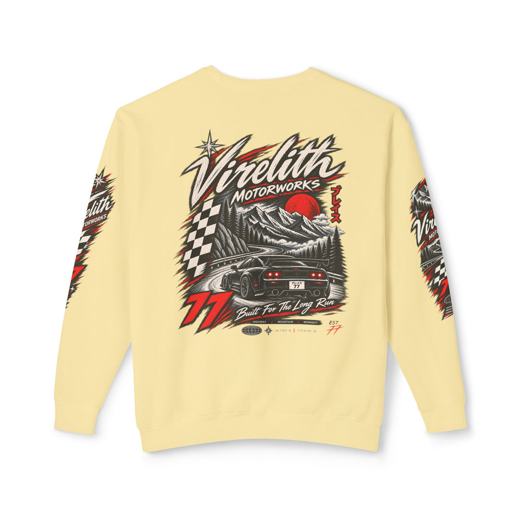 Motorworks Racing Crewneck Sweatshirt | Vintage Sleeve Graphic