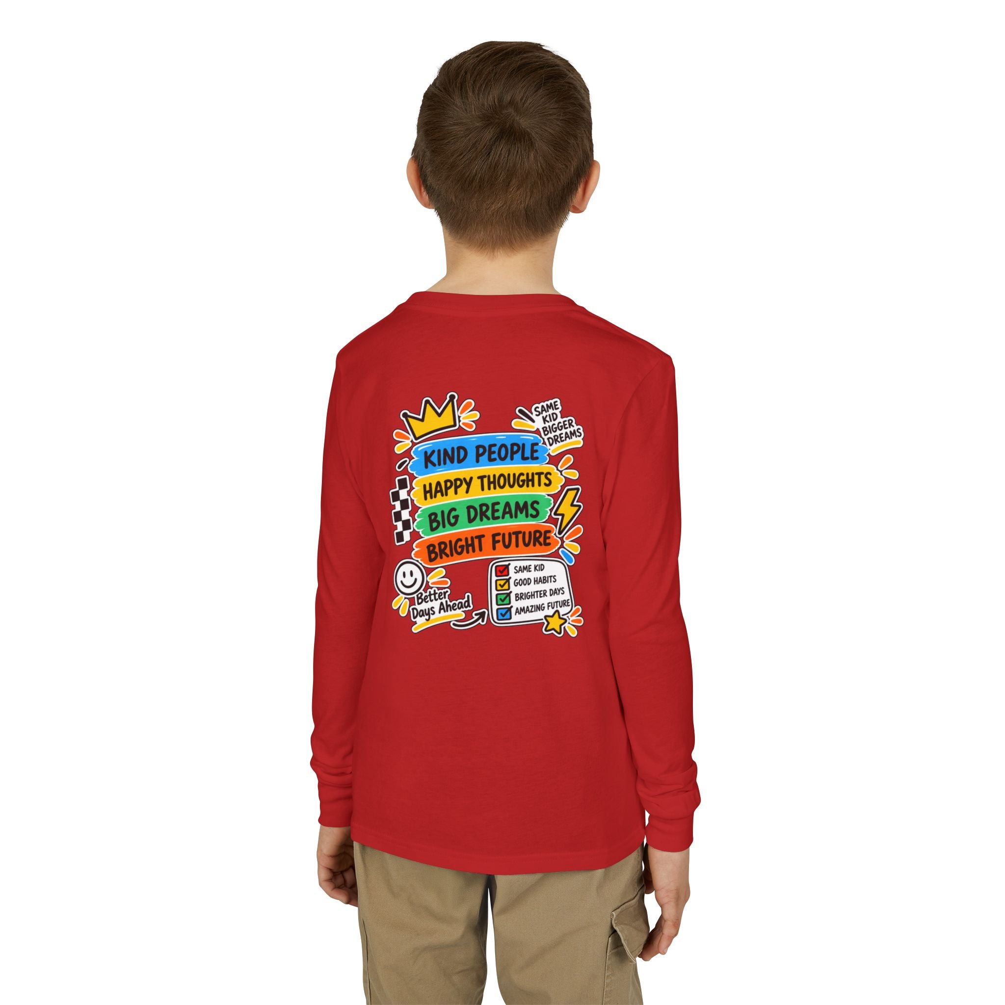 Good Vibes Always Youth Long Sleeve Tee — Positive Message Kids Shirt