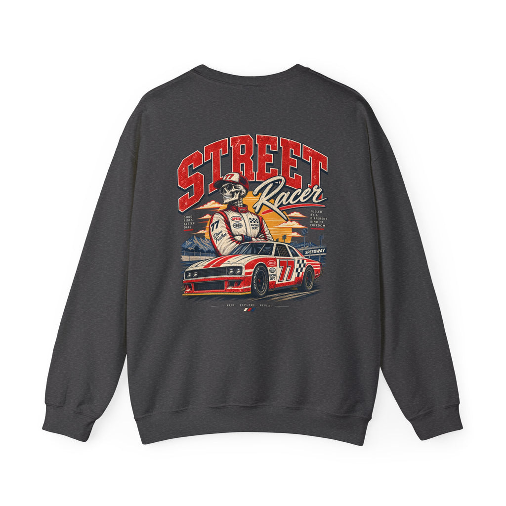 Street Racer Crewneck Sweatshirt — Vintage Car Racing Graphic