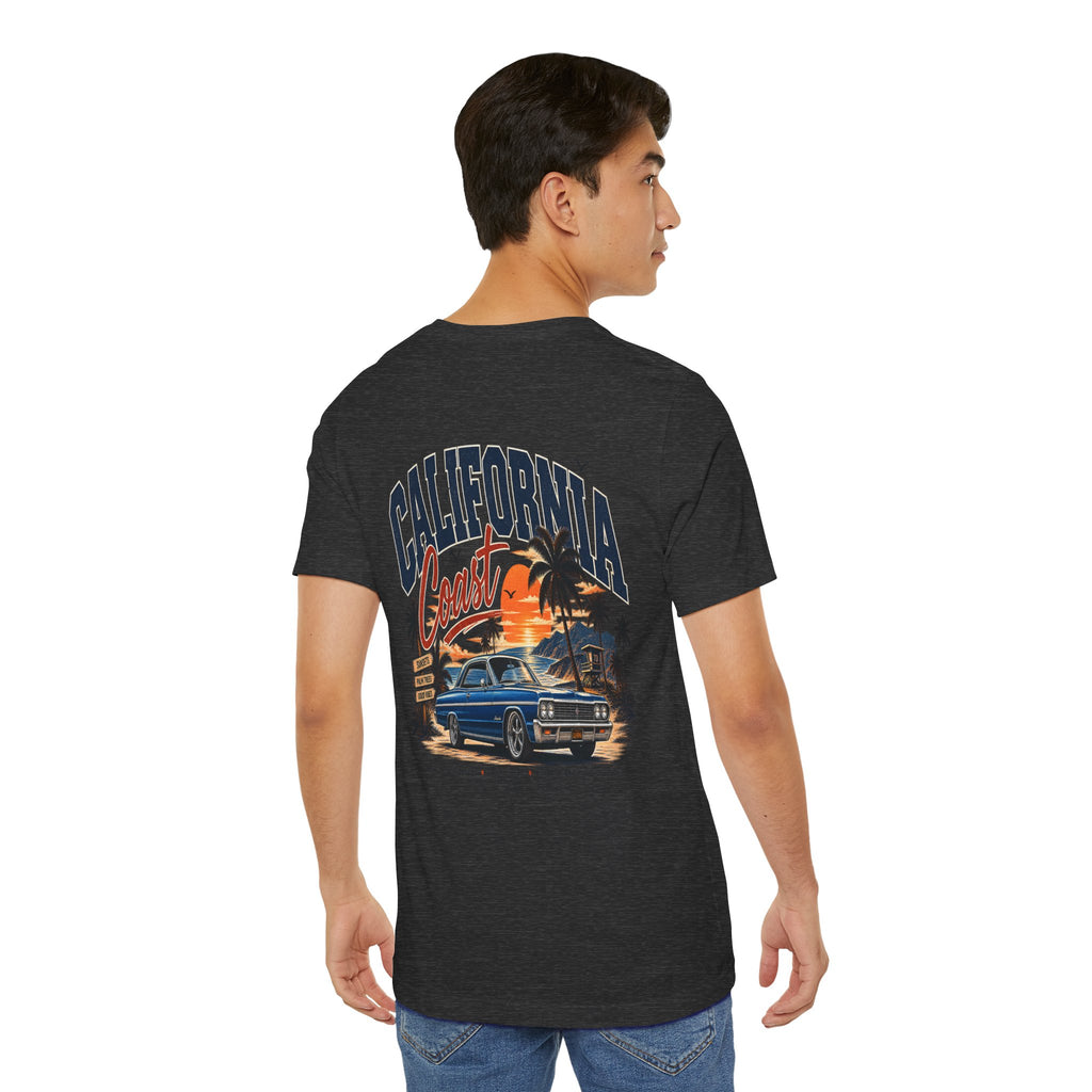 California Coast Pocket Tee — Retro Palm Surf Graphic