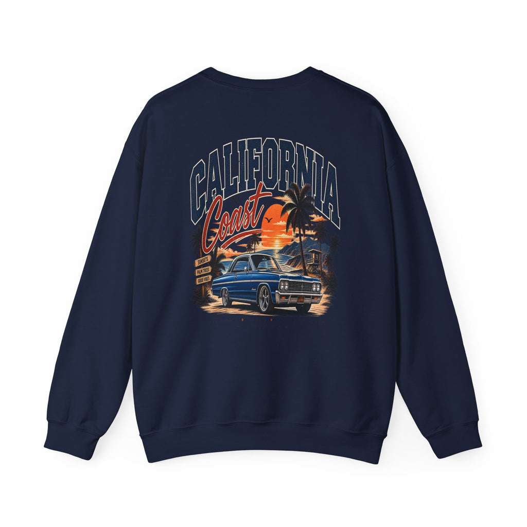 California Coast Crewneck Sweatshirt — Retro Palm Tree Graphic