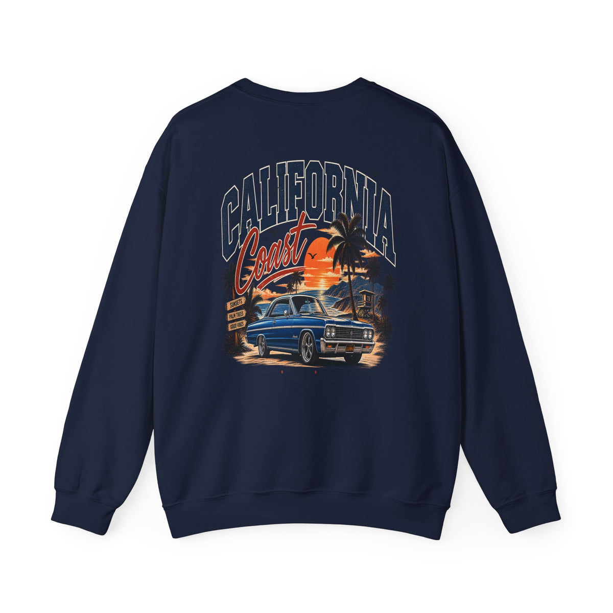 California Coast Crewneck Sweatshirt — Retro Palm Tree Graphic