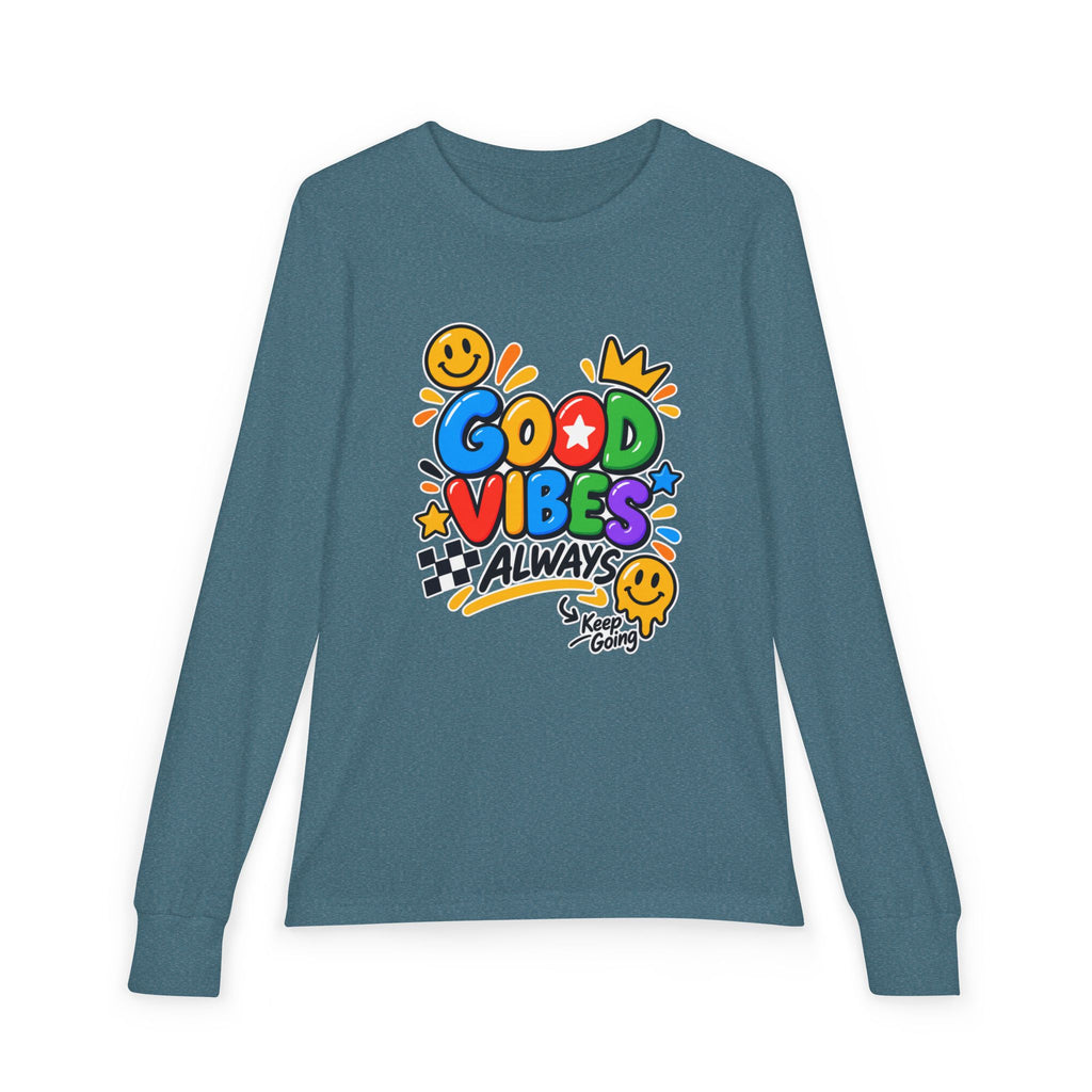 Good Vibes Always Youth Long Sleeve Tee — Positive Message Kids Shirt