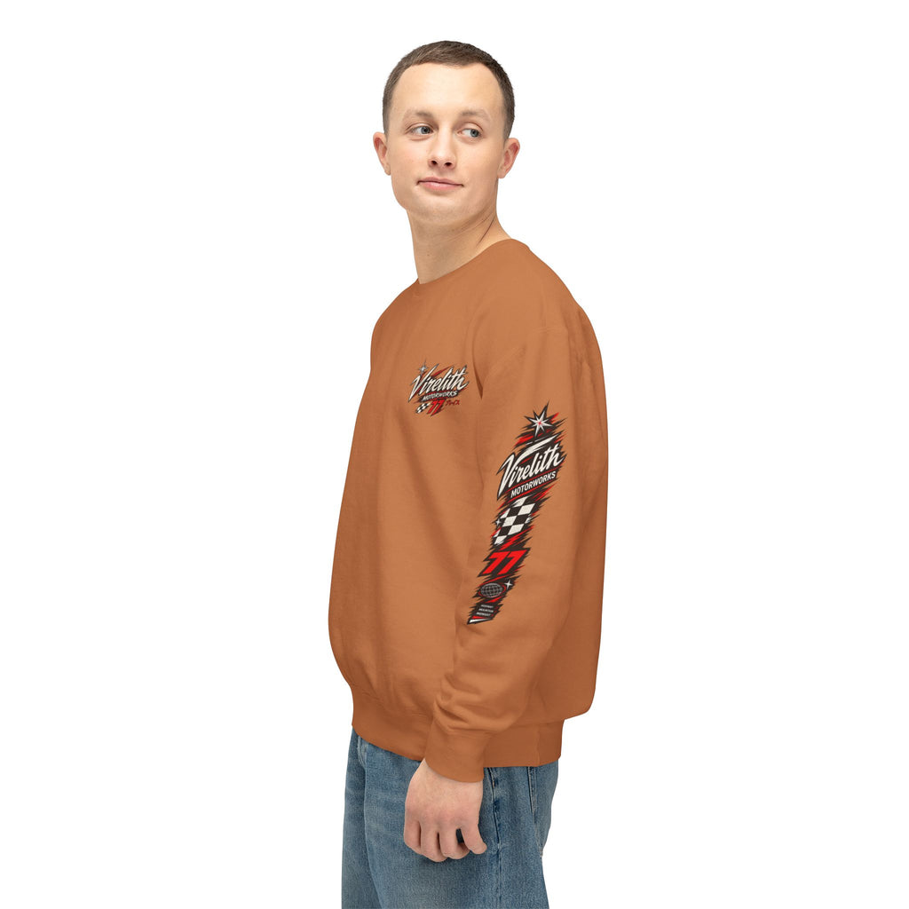 Motorworks Racing Crewneck Sweatshirt | Vintage Sleeve Graphic