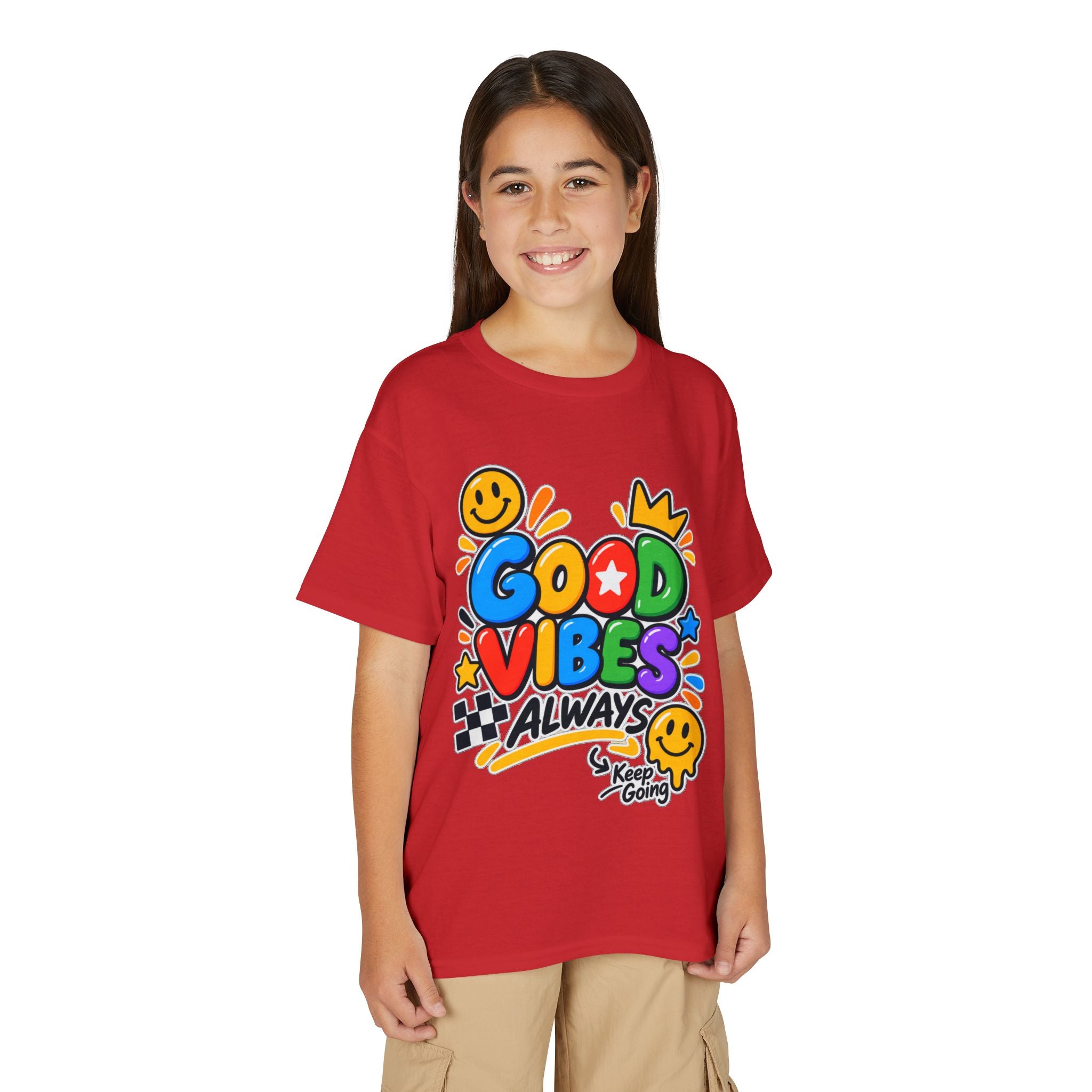 Youth T-Shirt — "Good Vibes Always" Colorful Positive Message Tee